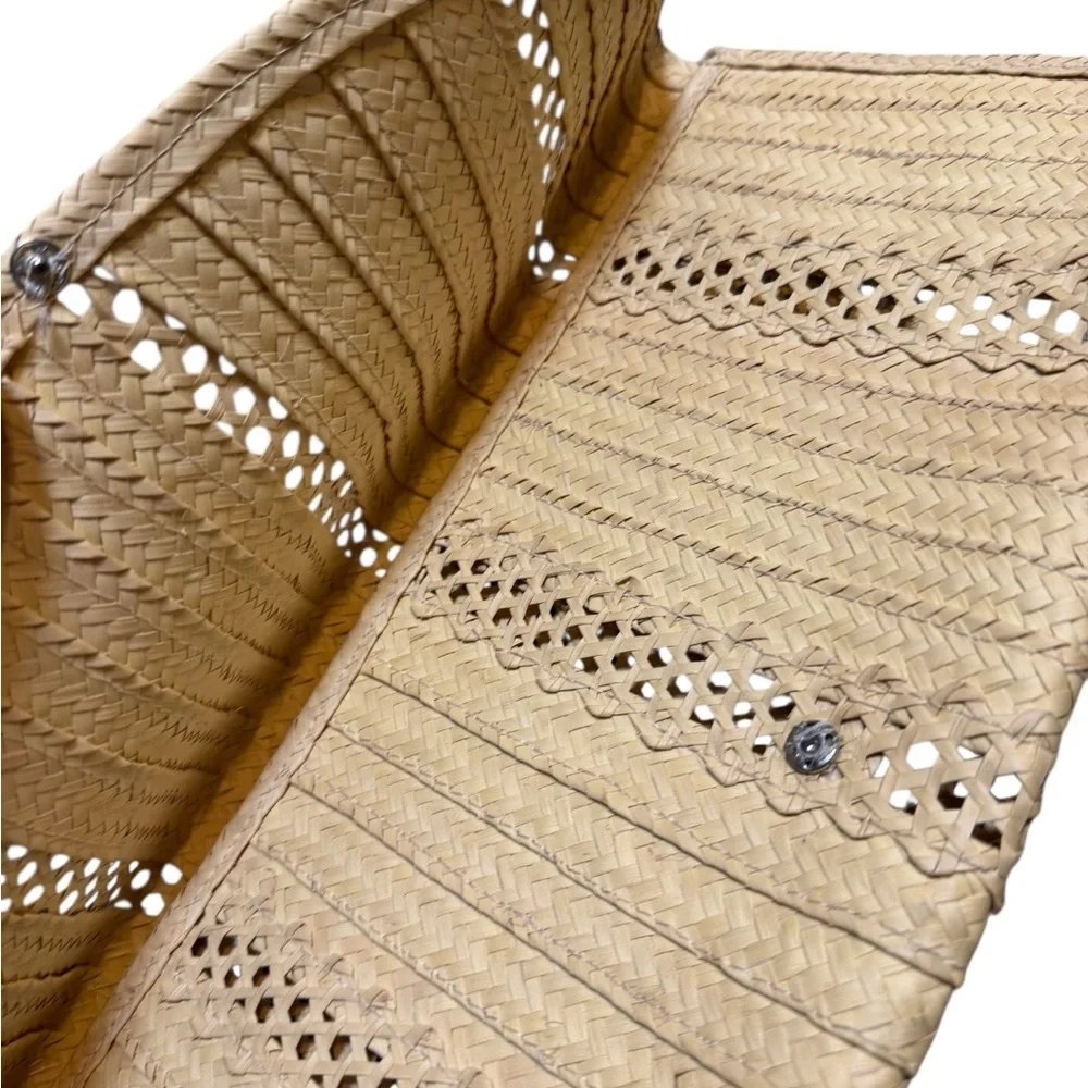 🌾 Vintage Woven Straw Envelope Clutch Purse Cream Neutral Boho‎ Summer Bag 🌾